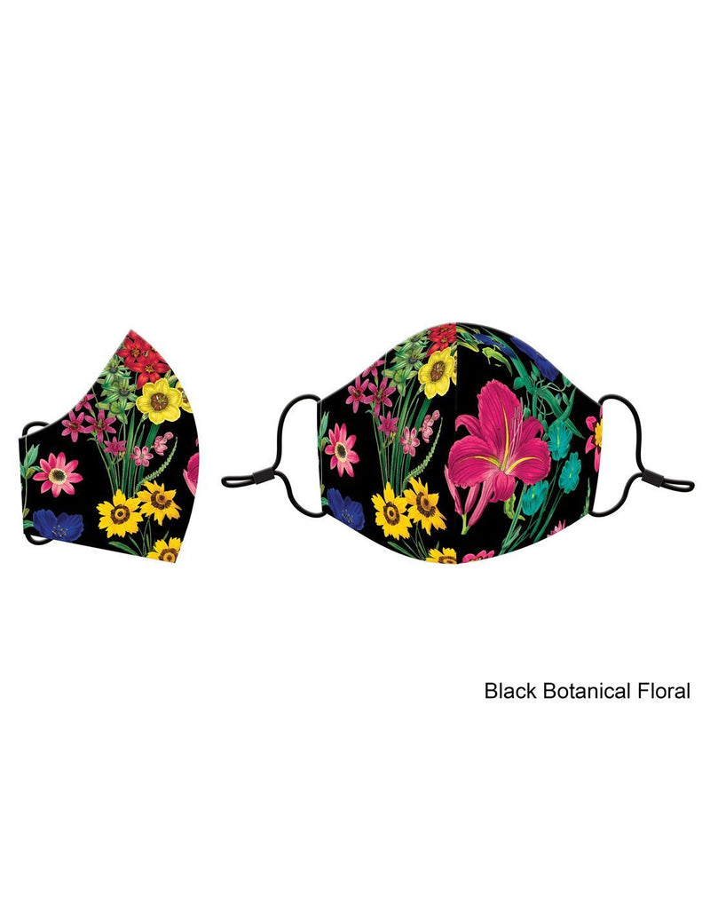 Punch studio black botanical floral design reusable face mask