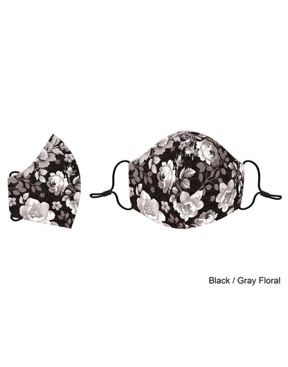 Punch studio black/grey floral design reusable face mask