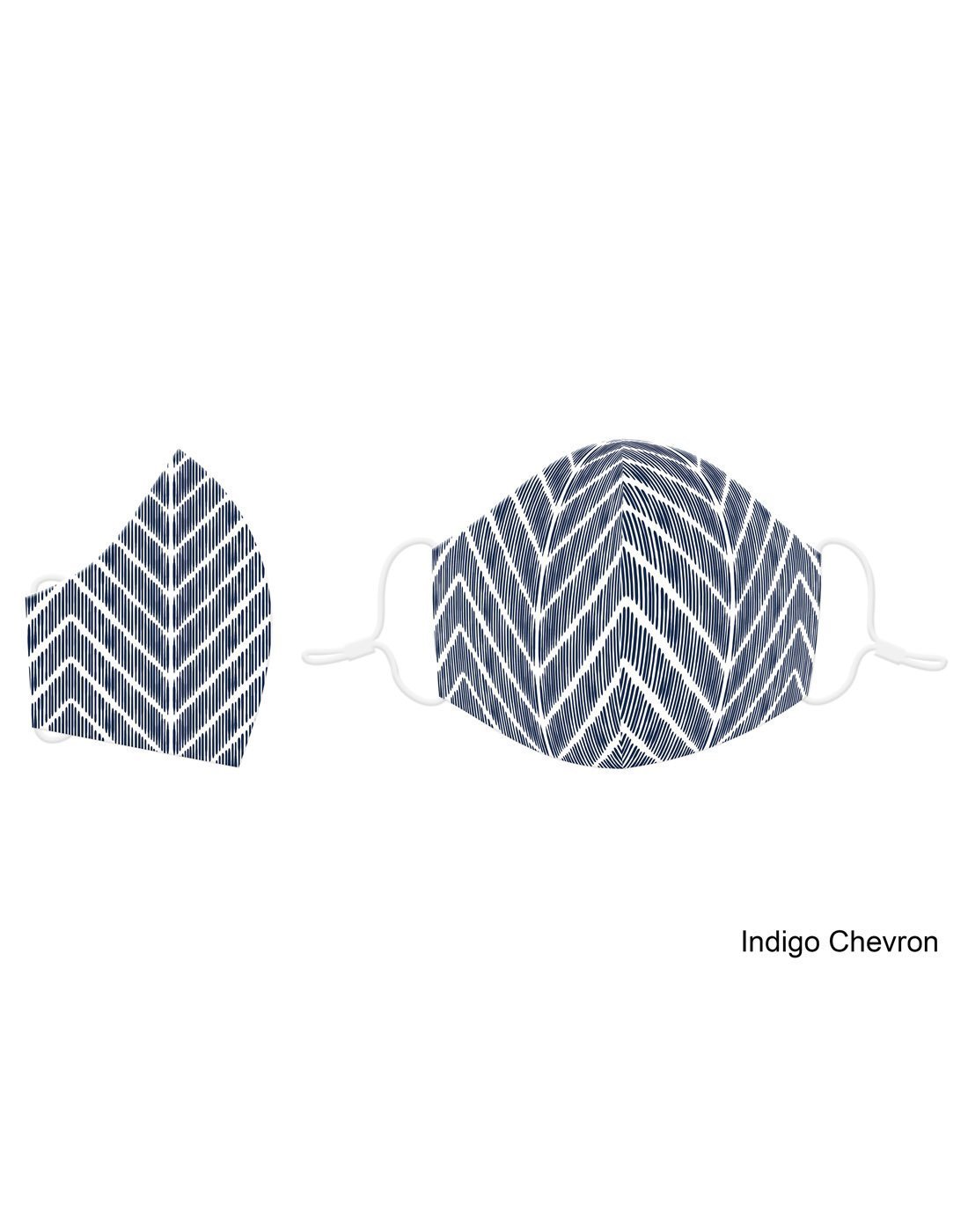 Punch studio indigo chevron design reusable face mask