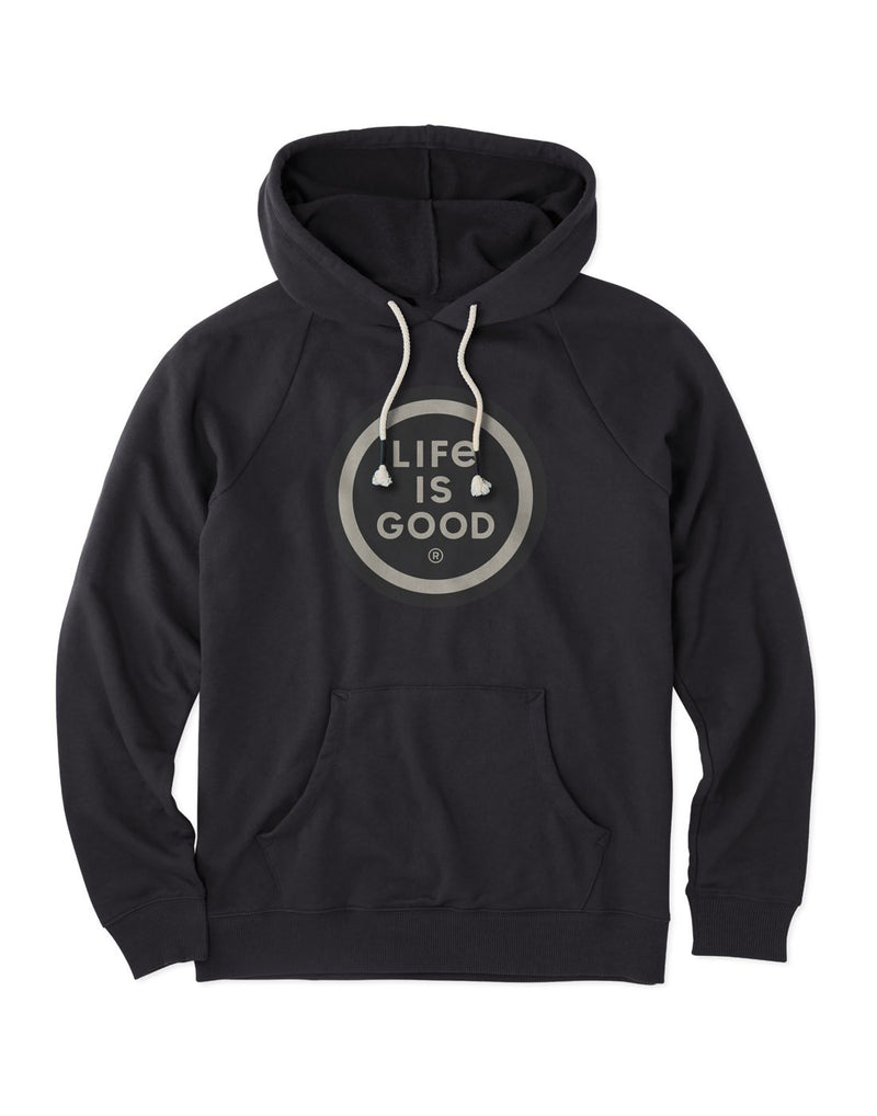 Life is good men's simply true grey colour hoodie front view