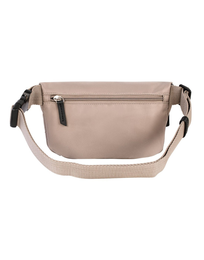 Roots taupe colour waist bag back view