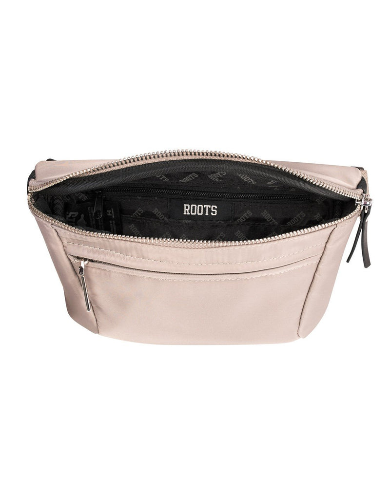 Roots taupe colour waist bag interior view