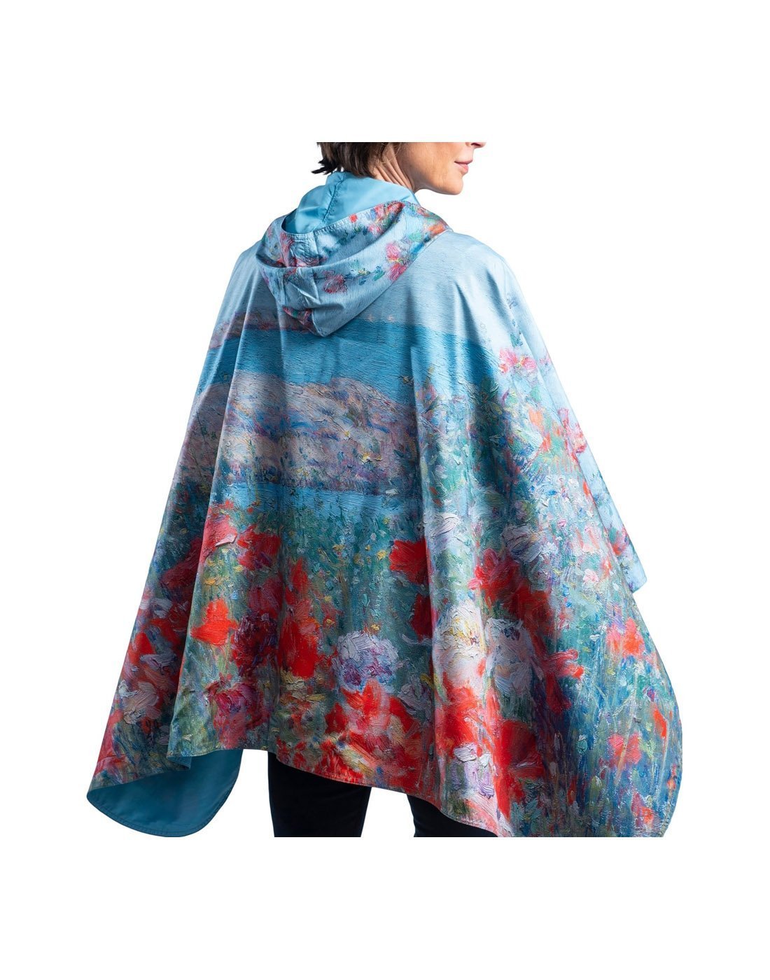 RainCaper hooded travel cape back view