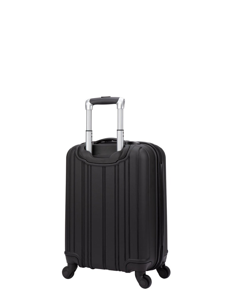 Roots Identity 19" Hardside Spinner Carry-on in black, back view with verticle grooves