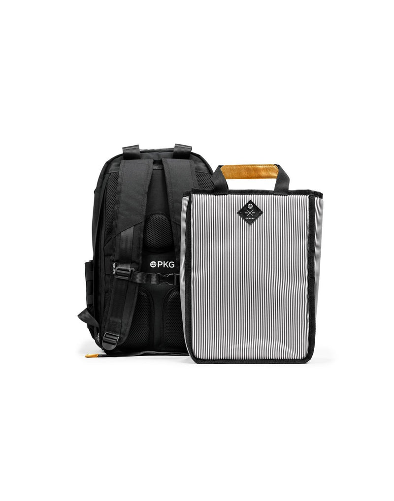 PKG Rosseau Mid II Backpack - black, back view and removable organization insert