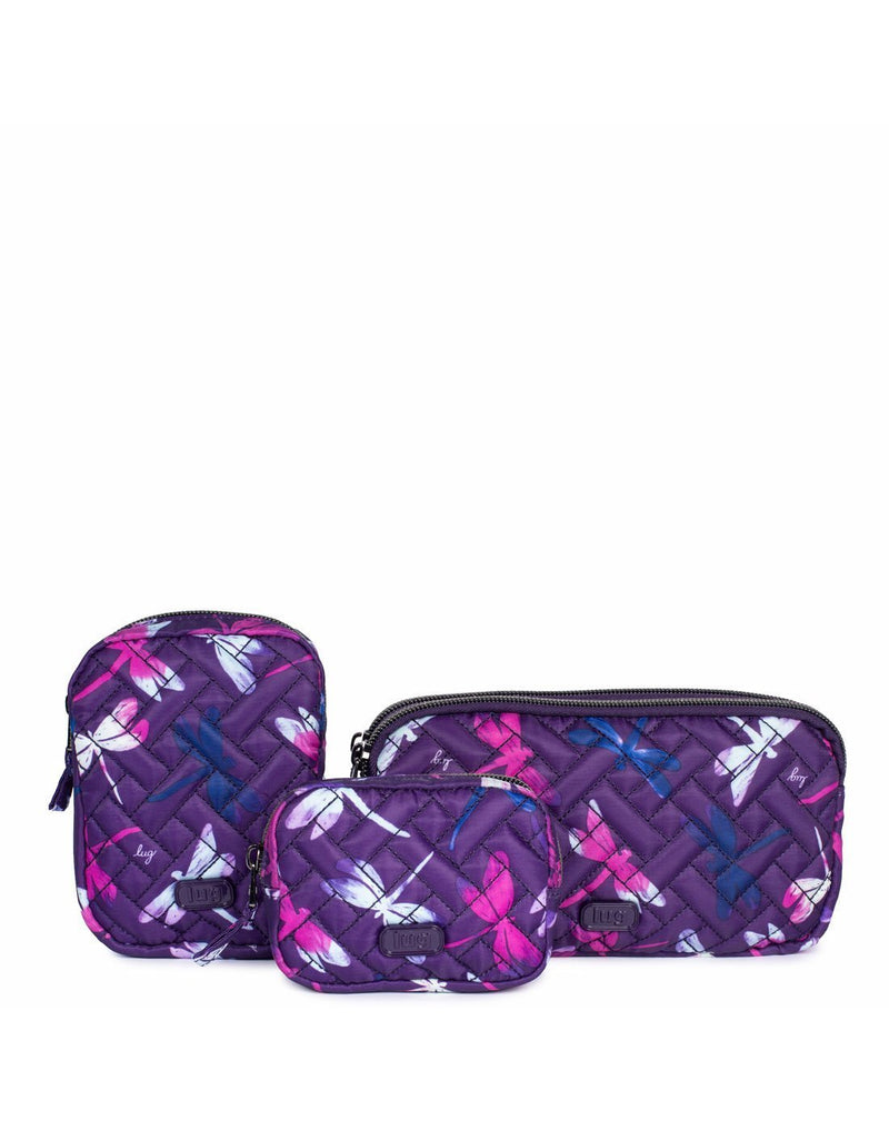 Lug dragonfly purple design round-trip pouches front view