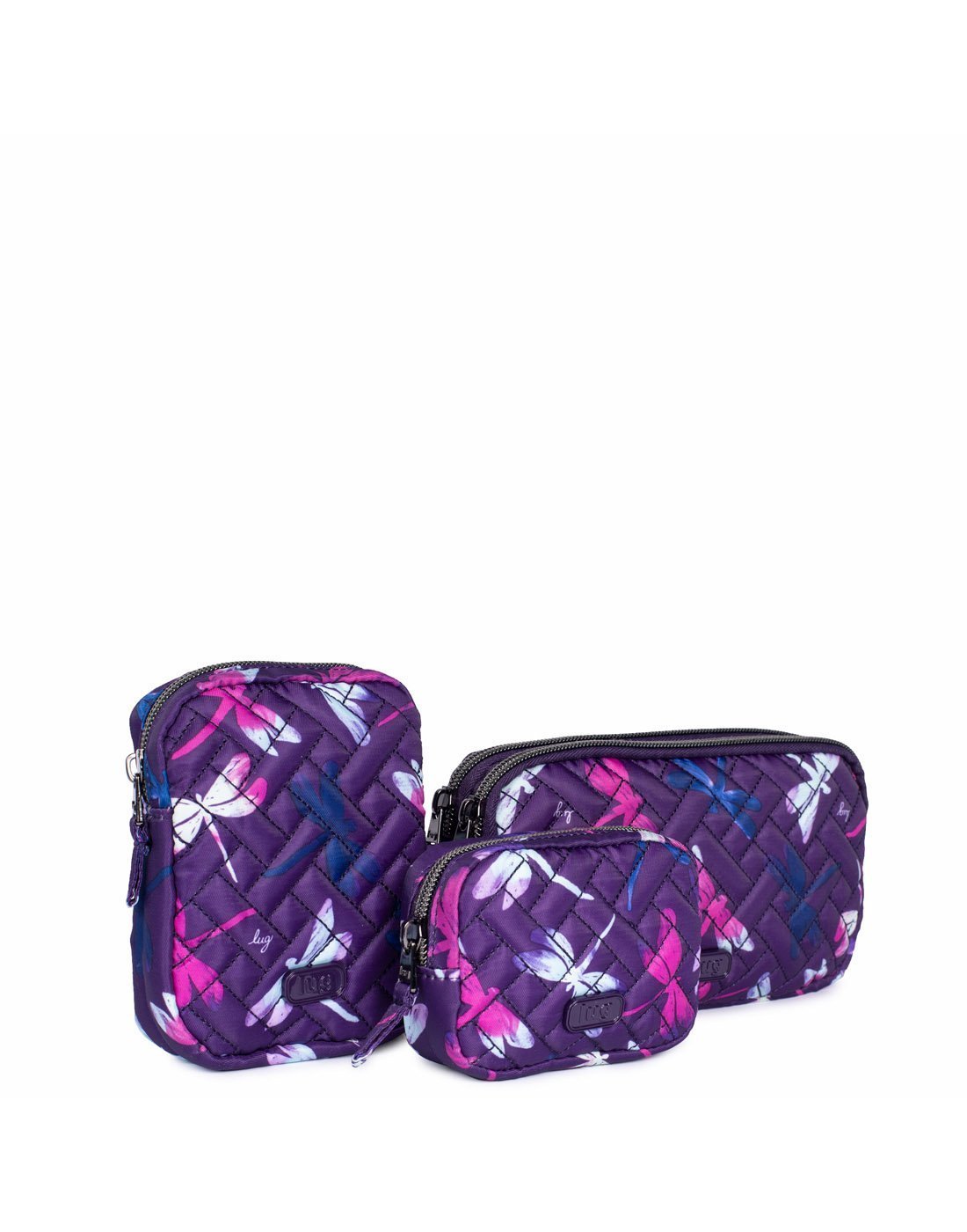 Lug dragonfly purple design round-trip pouches corner view