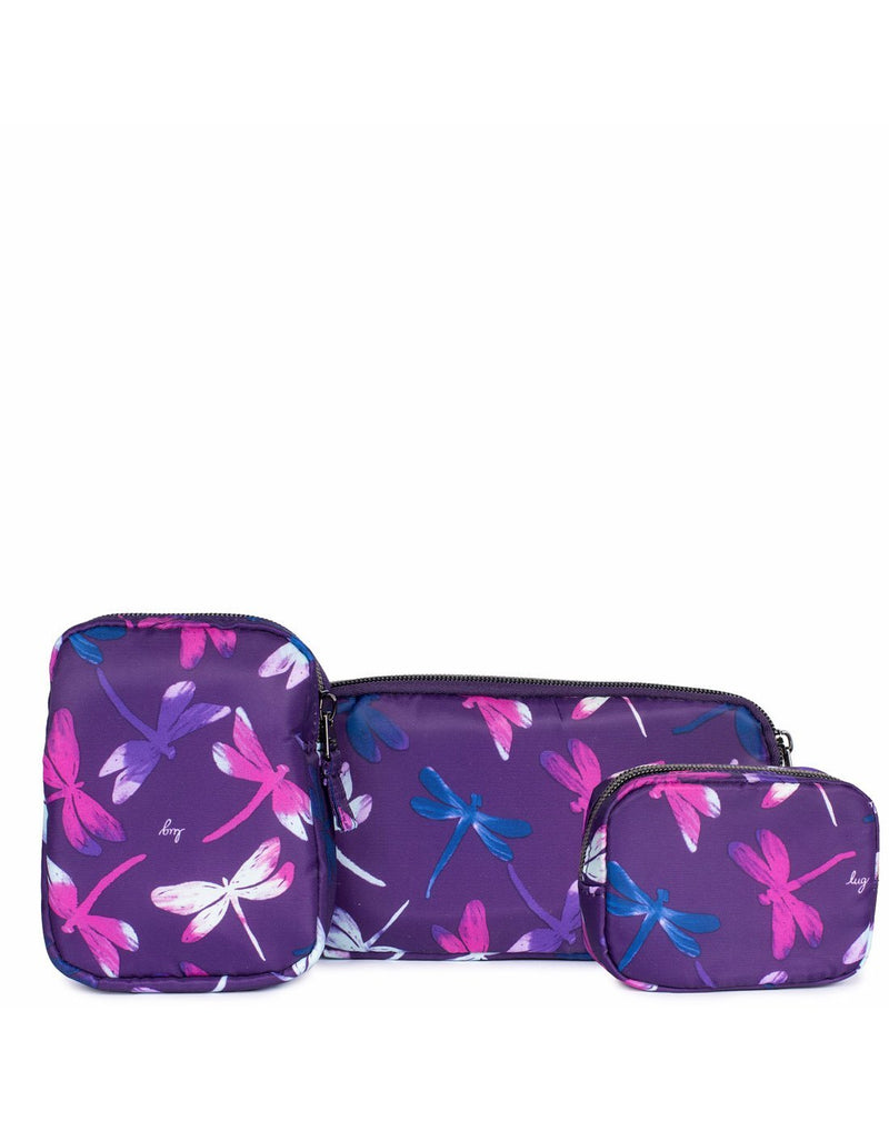 Lug dragonfly purple design round-trip pouches back view