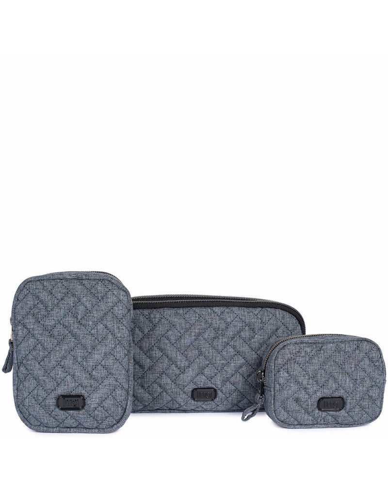 Lug heather grey colour round-trip pouches front view