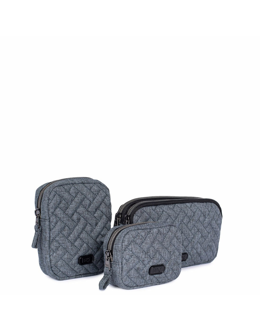 Lug heather grey colour round-trip pouches corner view