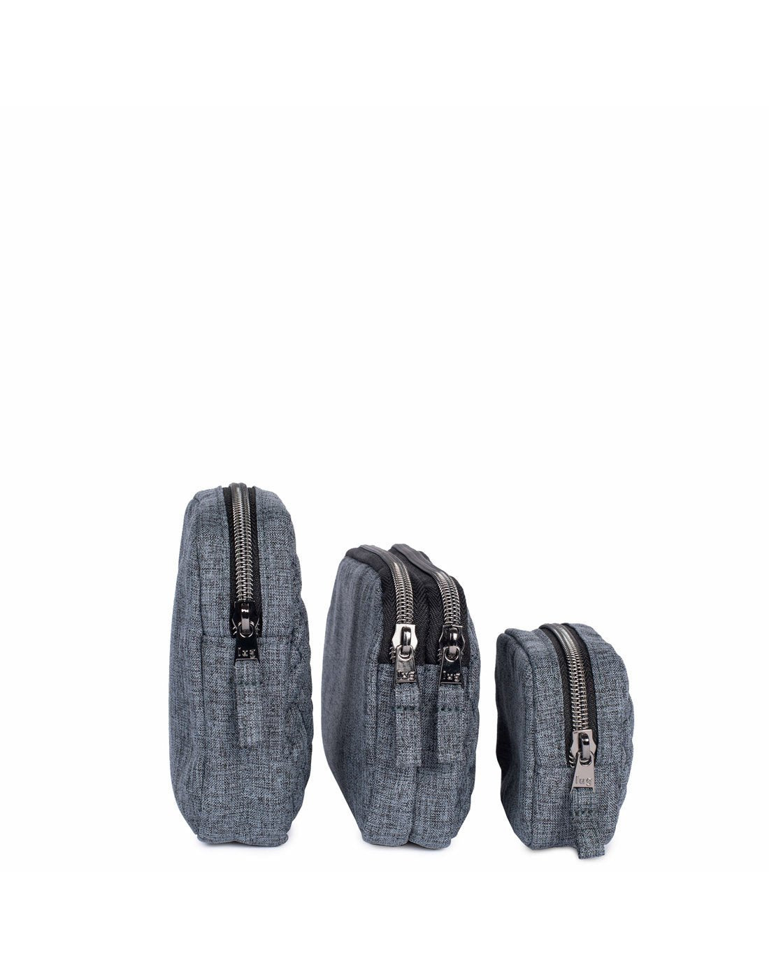 Lug heather grey colour round-trip pouches side view