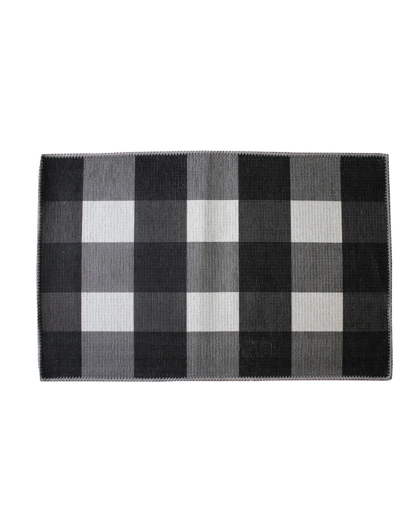 Soft Woven Rugs - Plaid Black & White design