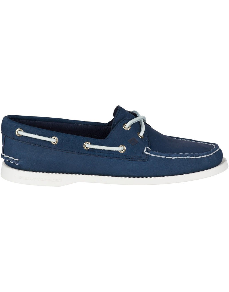 Women's authentic original 2-eye boat shoe navy colour right side view