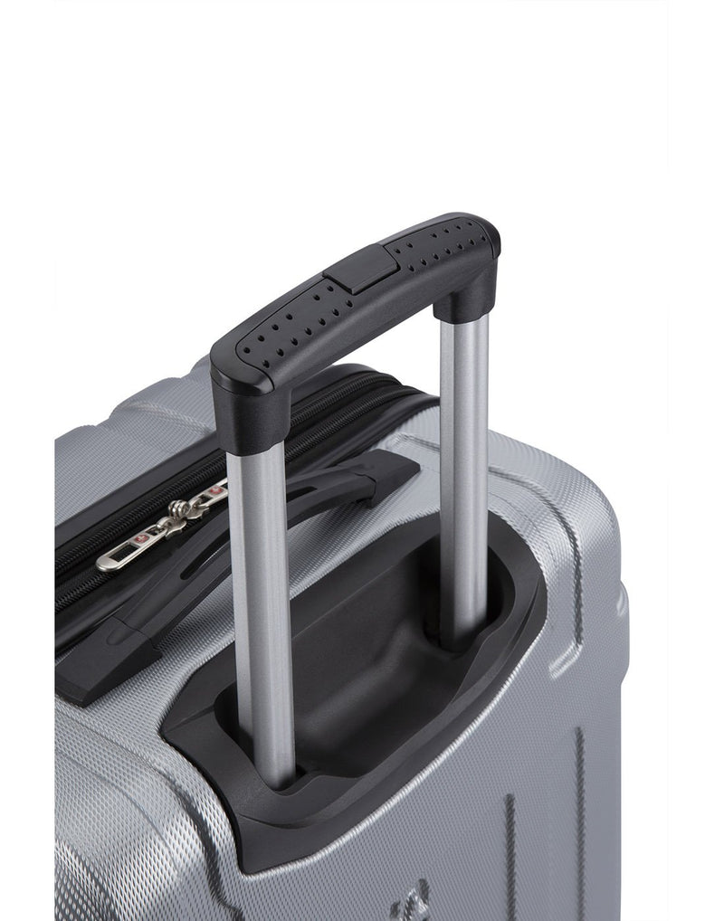 Close up of silver luggage telescopic handle