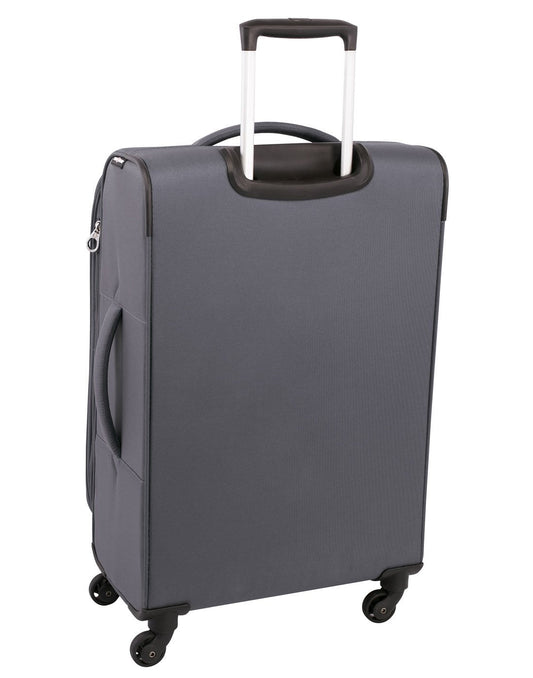 Product Image – swiss gear vintage super lite 24" grey colour expandable luggage bag back view