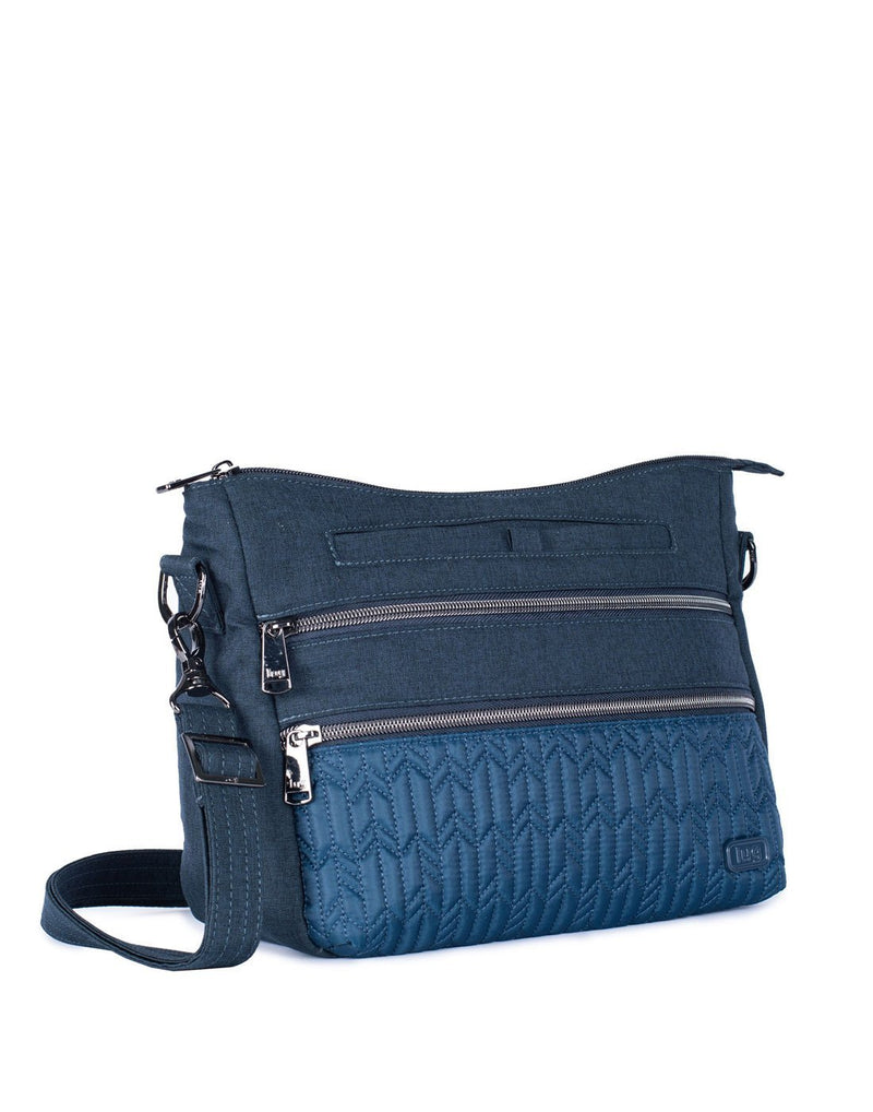 Lug slider navy blue colour crossbody purse corner view