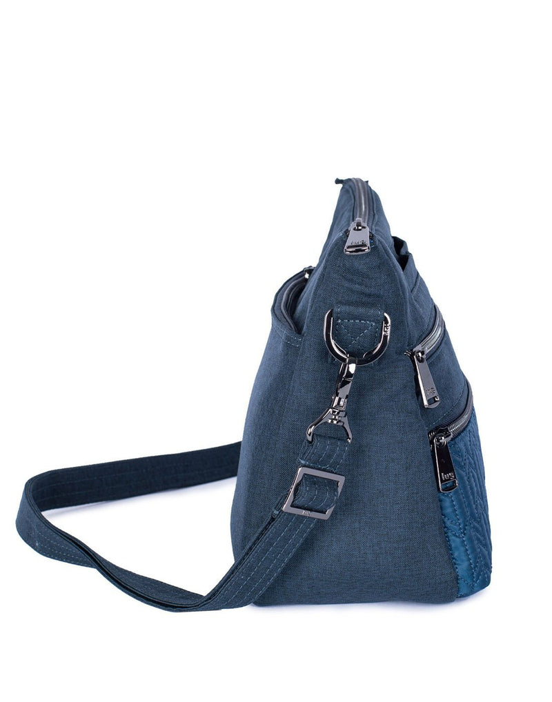 Lug slider navy blue colour crossbody purse side view