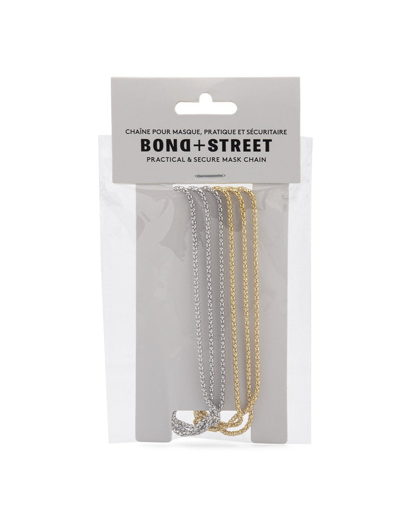 Bondstreet mask chains 2 pack gold/silver colour packing front view