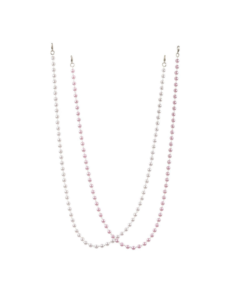Bondstreet mask chains 2 pack white/pink pearl colour front view