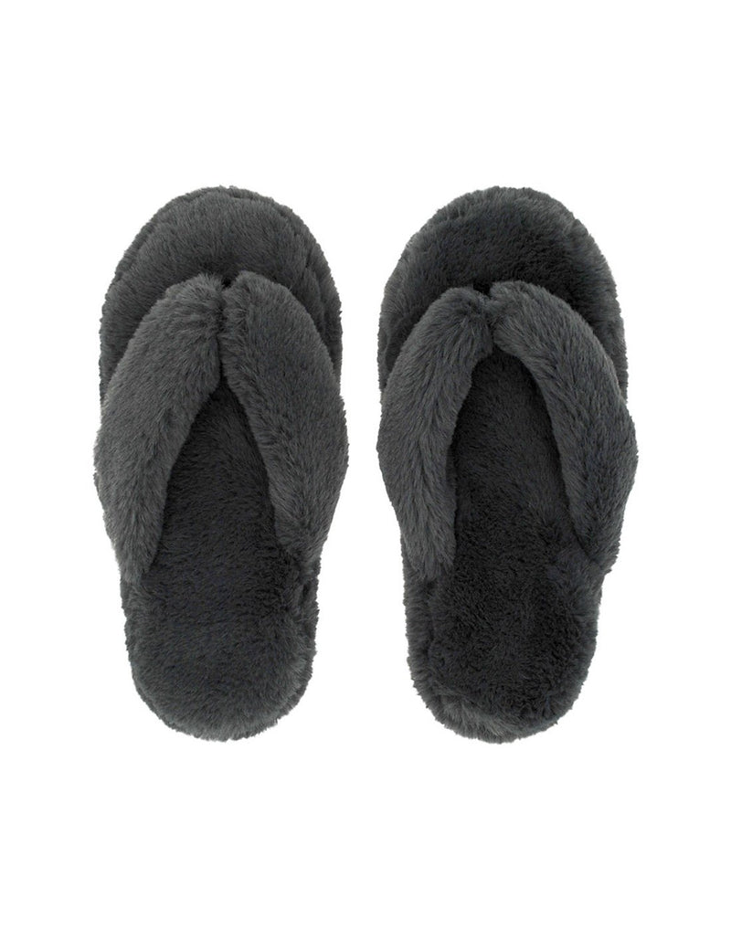 Pudus Cottontail Flip Flop Slippers in grey, top view