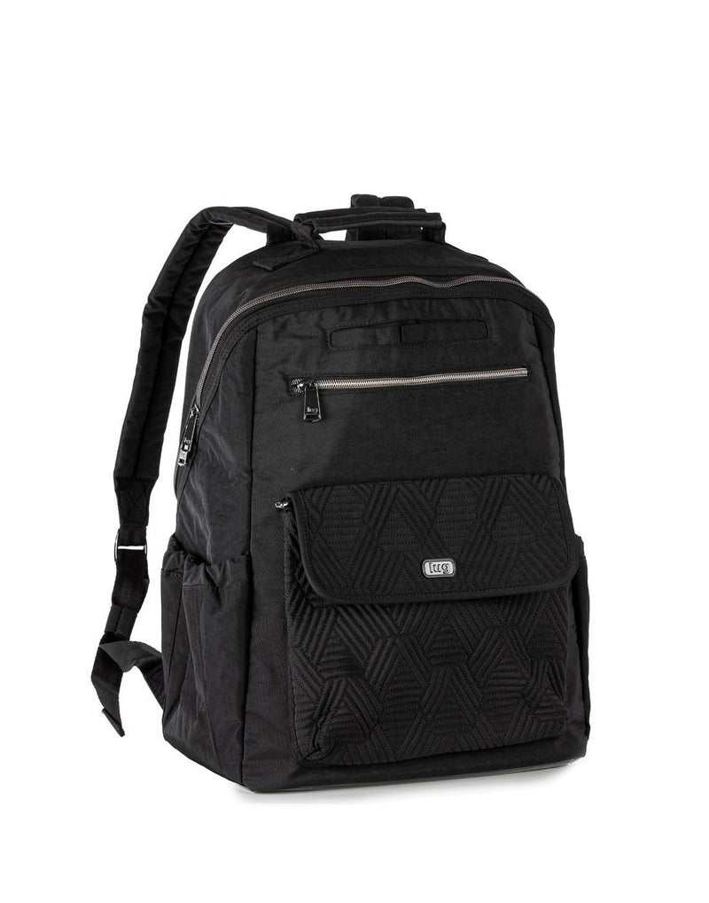 Lug tumbler backpack midnight black colour corner view