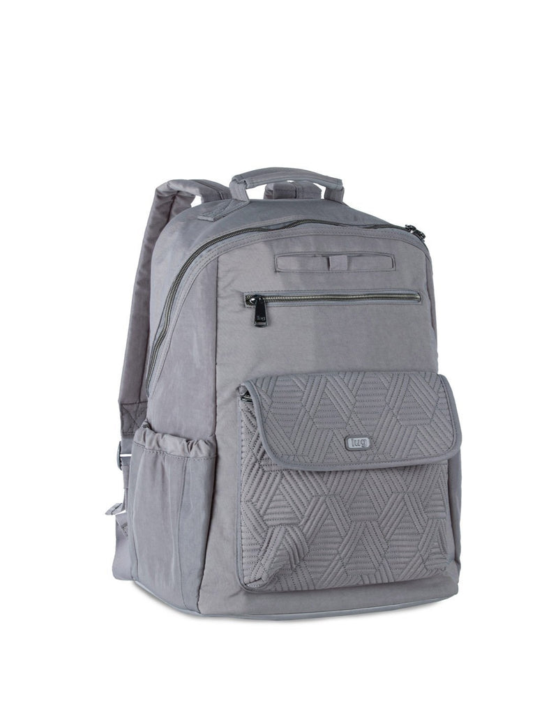 Lug tumbler backpack pearl grey colour corner view