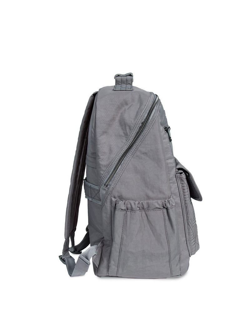Lug tumbler backpack pearl grey colour side view