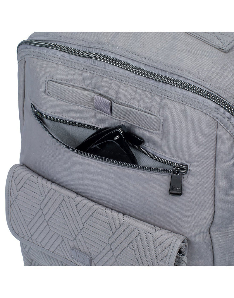 Lug tumbler backpack pearl grey colour front center pocket