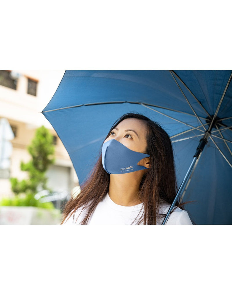 Girl wearing classic blue colour mask