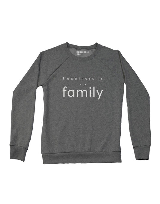 Product Image – Happiness Is...Family Women's Crew Sweatshirt in charcoal, front view