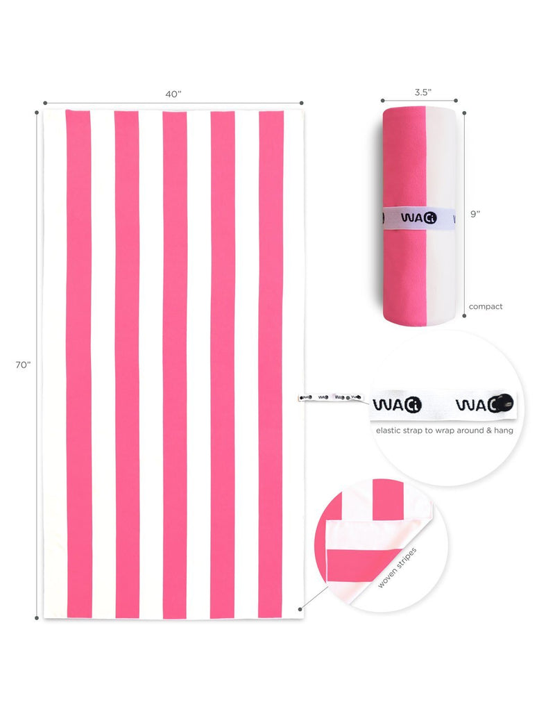 Waci jumbo beach towel candy pink design size chart