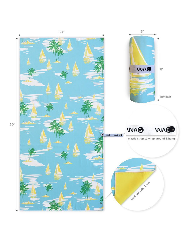 Waci beach towel sailing design size chart