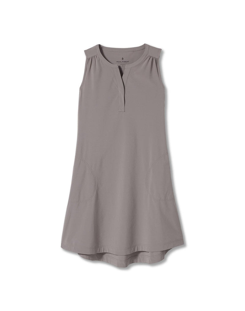 Royal Robbins Women's Spotless Traveller Tank Dress - light taupe, front view without belt