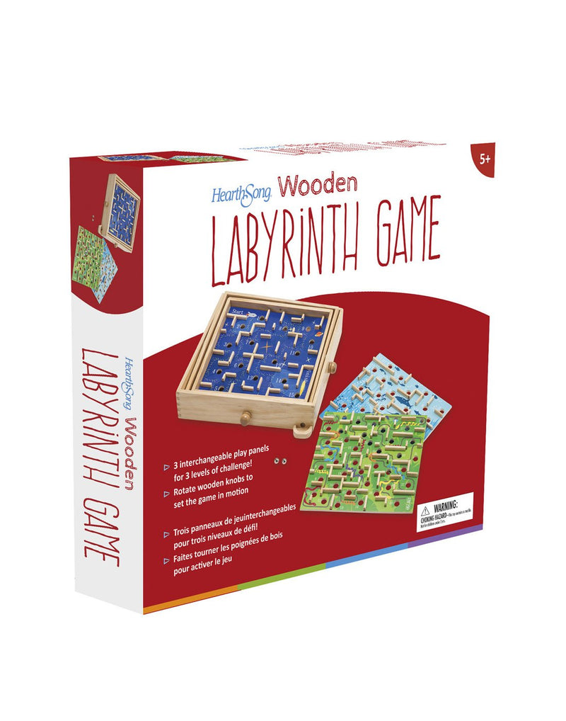 Wooden labyrinth game box front view