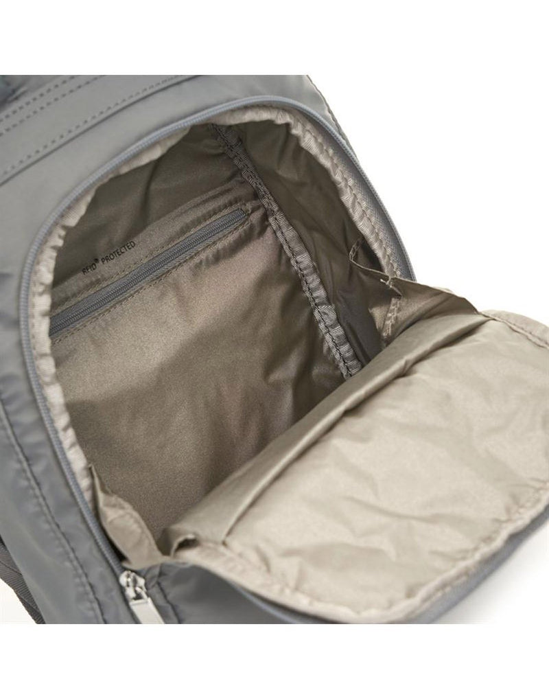 Hedgren vogue titanium colour backpack inside view