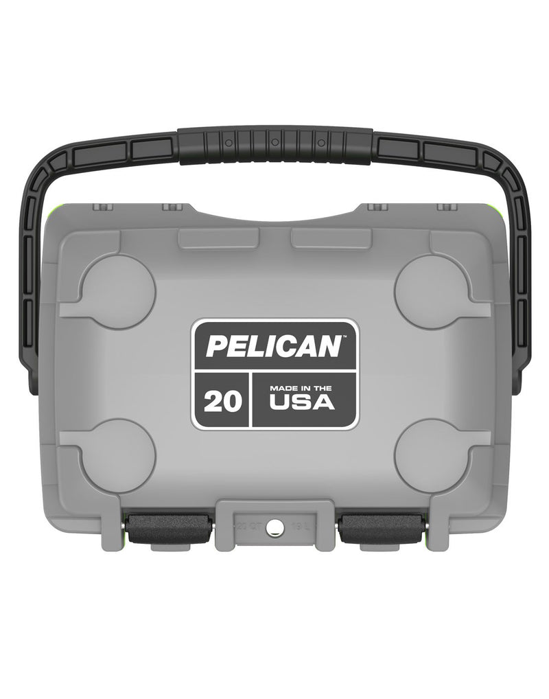 Pelican™ Elite 20qt Cooler - dark grey and green colour, top view of lid