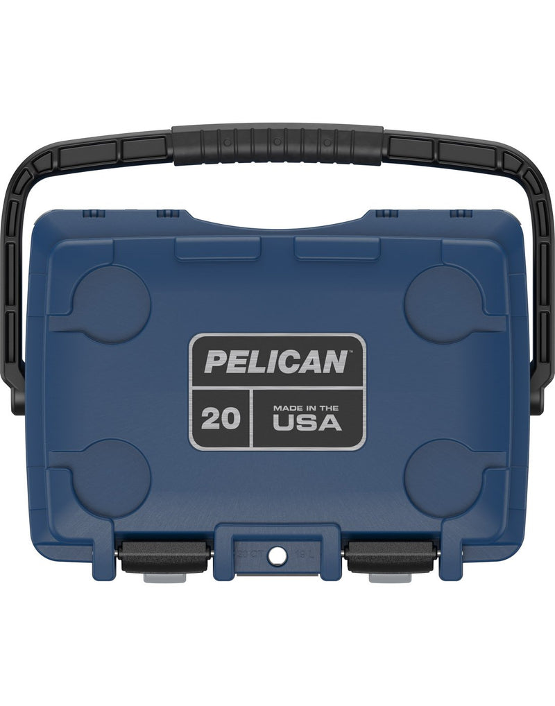 Pelican™ Elite 20qt Cooler - pacific blue and grey colour, top view of lid